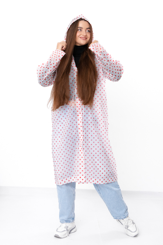 Дощовик універсальний з капюшоном в горох